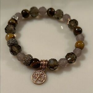 Elegant Beaded Bracelet with Tree Charm